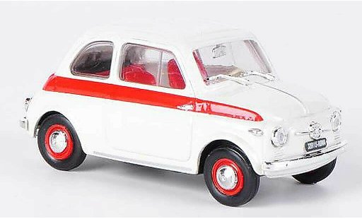 Fiat 500 Sport 1/43 Brumm blanche/rouge 1958 miniature