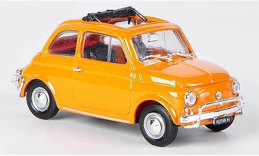 Fiat 500 L 1/43 Brumm orange ouvertes toit pliant 1968 miniature
