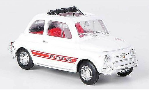 Fiat 595 Abarth 1/43 Brumm LSS blanche/rouge ouvertes toit pliant 1965 miniature