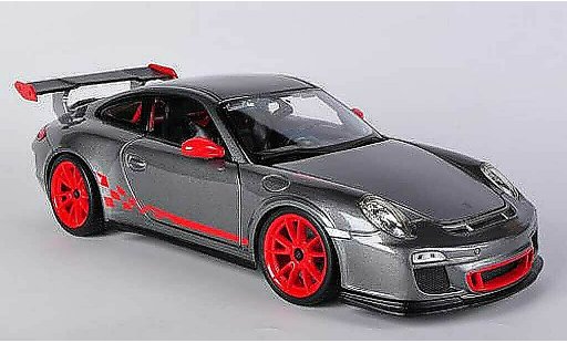 Porsche 911 GT3 RS 1/18 Burago grise/rouge miniature
