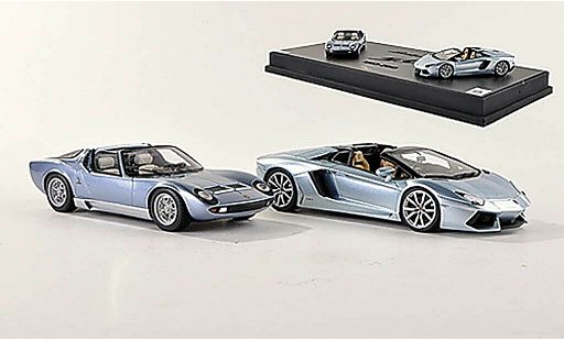 Lamborghini Miura Roadster 1/43 MR Collection Collezione Tecnica No.1: et Aventador grisebleue 1966 + 2013 miniature