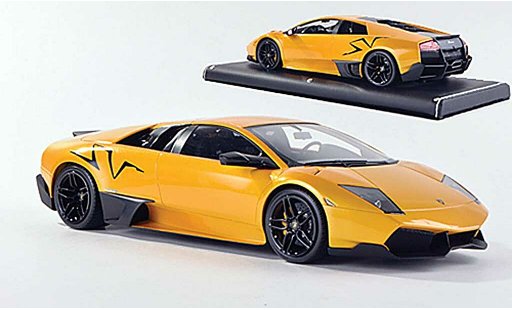 Lamborghini Murcielago LP670 1/18 MR Collection SV Fixed Wing jaune/mat noire miniature