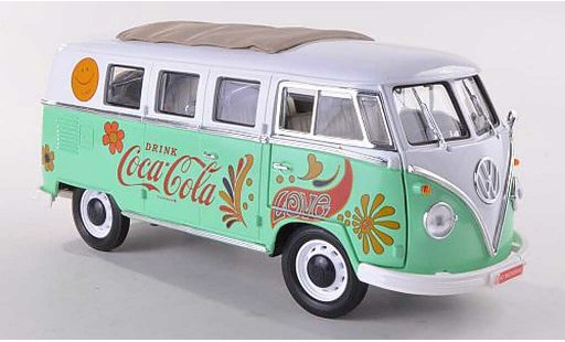 Volkswagen T1 B 1/18 Motor City Classics Samba Coca-Cola blanche/verte 1962 miniature