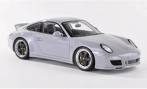 Porsche 911 S 1/18 Spark Carrera Sport Classic grise avec griseen bandes miniature
