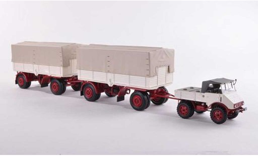 Mercedes Unimog 401-404 1/43 Minichamps 401 avec deux plateaunanhanger beige/rouge 1951 miniature