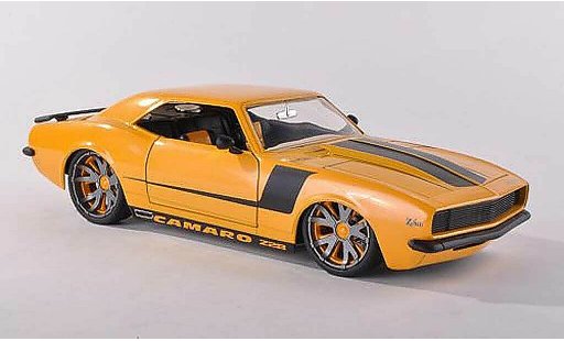 Chevrolet Camaro Z28 1/18 Jada Toys jaune avec noireem bandes 1968 miniature