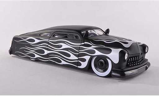 Lincoln Mercury Base 1/18 Jada Toys lumineuses-noire avec blancheem deco de flame 1951 miniature