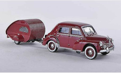 Renault 4CV Base 1/43 Eligor avec caravane Ailette noire-rouge miniature