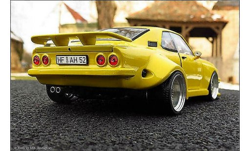 Opel Manta A 1/18 Norev jaune kit carrosserie sur mesure jantes en nid d'abeilles miniature