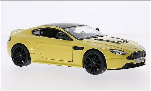 Aston Martin V12 Vantage s 1/24 Motormax Vantage metallise jaune/noire miniature