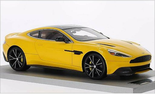 Aston Martin Vanquish coupe 1/18 Tecnomodel metallise jaune/carbon miniature
