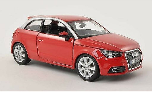 Audi A1 citadine 1/24 Burago rouge/grise miniature