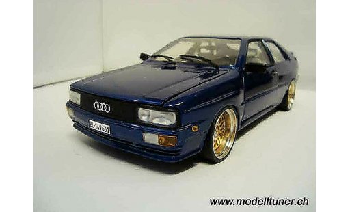 Audi Quattro coupe 1/18 Sun Star bleu jantes bbs bords larges miniature