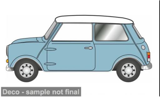 Austin Mini 1/76 Oxford bleue/blanche 1:76 miniature