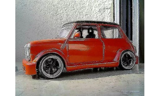 Austin Mini cooper 1/18 Burago kit carrosserie et jantes 13 pouces miniature