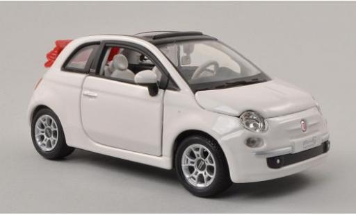 Miniature Fiat 500 1/24 Burago C Cabriolet blanche Verdeck ouvert Fiat 500 1/24 Burago C Cabriolet blanche Verdeck ouvert miniature