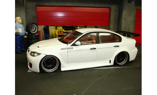 Bmw 330 tuning 1/18 Welly E90 jantes bbs preparation route tsw miniature