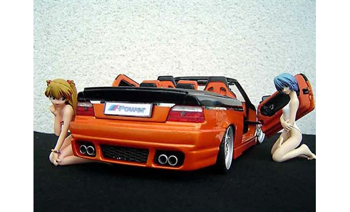 Bmw 325 Cabriolet 1/18 Maisto E36 jantes rh cup 18 pouces peinture biton orange noir portes papillon miniature