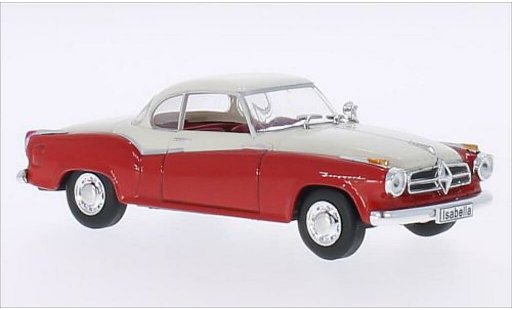 Borgward Isabella coupe 1/43 WhiteBox rouge/mat-blanche 1957 miniature