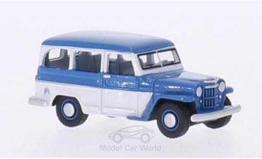 Miniature Jeep Willys 1/87 BoS Models Station Wagon bleue/blanche 1954 Jeep Willys 1/87 BoS Models Station Wagon bleue/blanche 1954 miniature
