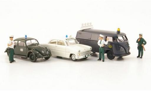 Volkswagen T1 1/87 Brekina Set 3er-Set: Schwerlast-Begleitung - Kasten K&auml;fer + Ford 12M sowie 3 Figuren 1:87 miniature