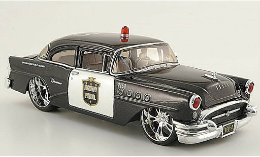 Buick Century police 1/24 Maisto Highway Patrol noire/blanche (1:26) 1955 miniature