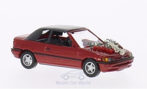 Ford Escort 1/87 Busch Cabriolet metallise rouge Hochzeit miniature
