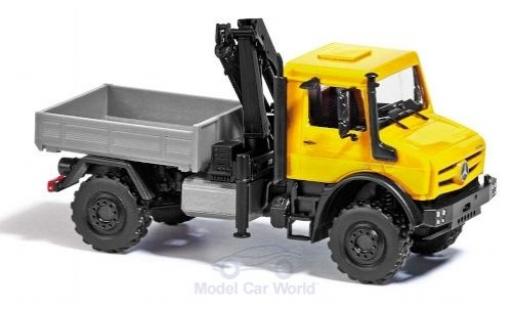 Miniature Mercedes Unimog 1/87 Busch U 5023 jaune 2014 mit Ladekran Mercedes Unimog 1/87 Busch U 5023 jaune 2014 mit Ladekran miniature