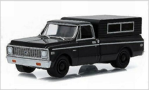 Chevrolet C-10 Pickup 1/64 Greenlight Camper noire/mat-noire 1972 miniature