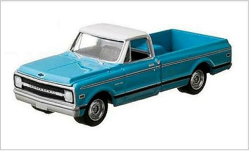 Chevrolet C-10 Pickup 1/64 Greenlight bleu/blanche 1970 miniature