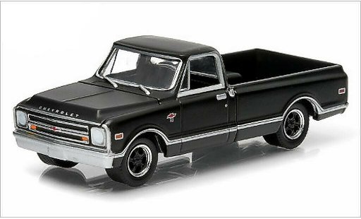 Chevrolet C-10 Pickup 1/64 Greenlight mat-noire 1968 miniature