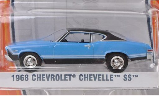 Chevrolet Chevelle SS 1/64 Greenlight bleu/mat-noire 1968 miniature