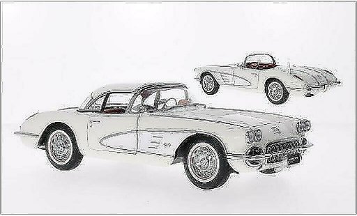 Chevrolet Corvette Convertible 1/18 Autoart C1 (C1) blanche/grise 1958 miniature