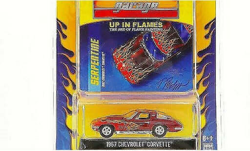 Chevrolet Corvette Coupe 1/64 Greenlight C2 rouge avec Flammendekor 1967 miniature