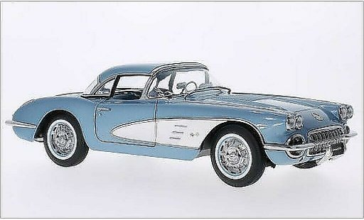 Chevrolet Corvette Convertible 1/18 Autoart C1 metallise bleu/blanche 1958 miniature