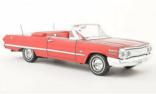 Chevrolet Impala Convertible 1/24 Welly rouge ouvert 1963 miniature