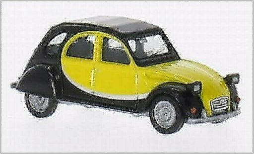 Citroen 2CV Charleston 1/87 Herpa noire/jaune miniature