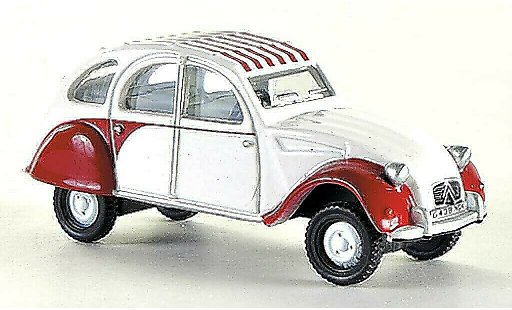 Citroen 2CV Dolly 1/76 Oxford blanche/rouge RHD miniature