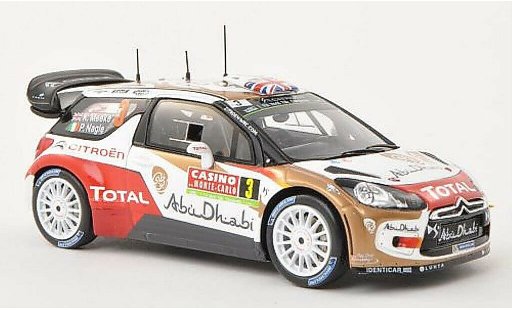 DS Automobiles DS3 WRC 1/43 Spark No.3 Total Abu Dhabi WRT Rally Monte Carlo 2014 /P.Nagle miniature