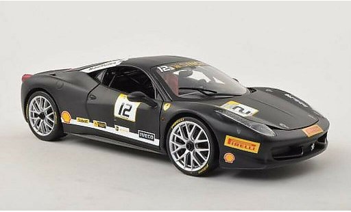 Ferrari 458 Challenge 1/18 Hot Wheels No.12 mat-noire miniature