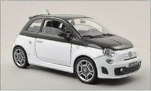 Fiat 500 Abarth 1/18 Motormax blanche/noire miniature