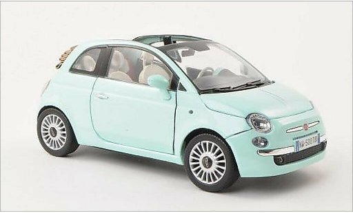 Fiat 500 C 1/18 Motormax Cabrio turquoise miniature