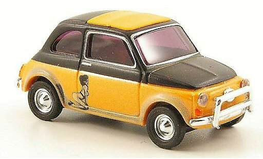 Fiat 500 Classique 1/87 Busch Illusion orange/noire miniature