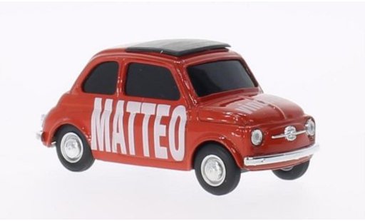 Fiat 500 Classique 1/43 Brumm MATTEO vincere! rot-orange miniature