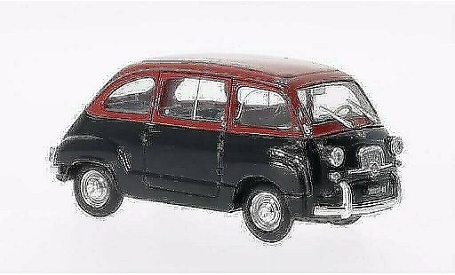 Fiat 600 Multipla 1/43 Brumm D rouge/noire 1960 miniature