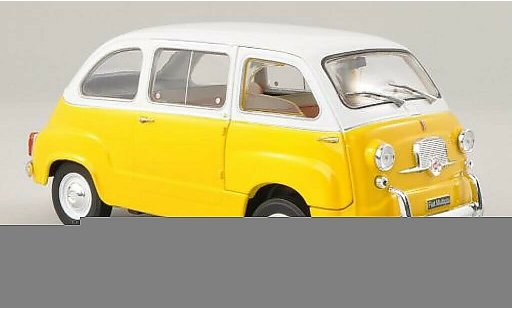 Fiat 600 Multipla 1/24 WhiteBox jaune/blanche 1960 miniature