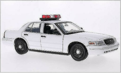 Ford Crown Police Interceptor 1/18 Greenlight Victoria blanche 2001 miniature