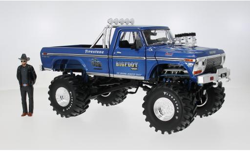 Ford F-250 1/18 Greenlight Monster Truck with 2 Figures bleue 1974 Bigfoot 1:18 miniature
