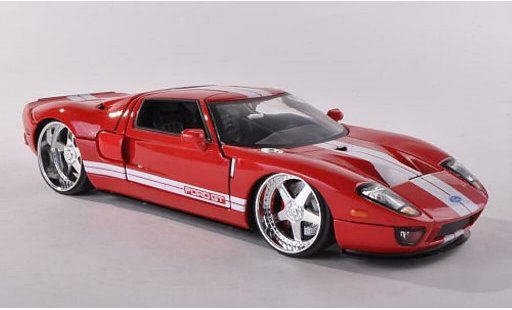 Ford GT Berlinetta 1/24 Jada Toys rouge avec blancheen bandes 2005 miniature