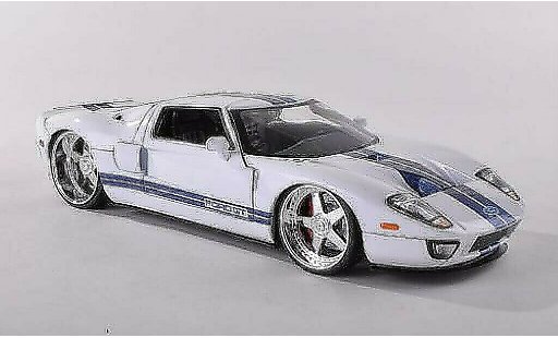 Ford GT Berlinetta 1/24 Jada Toys blanche avec bleuen bandes 2005 miniature